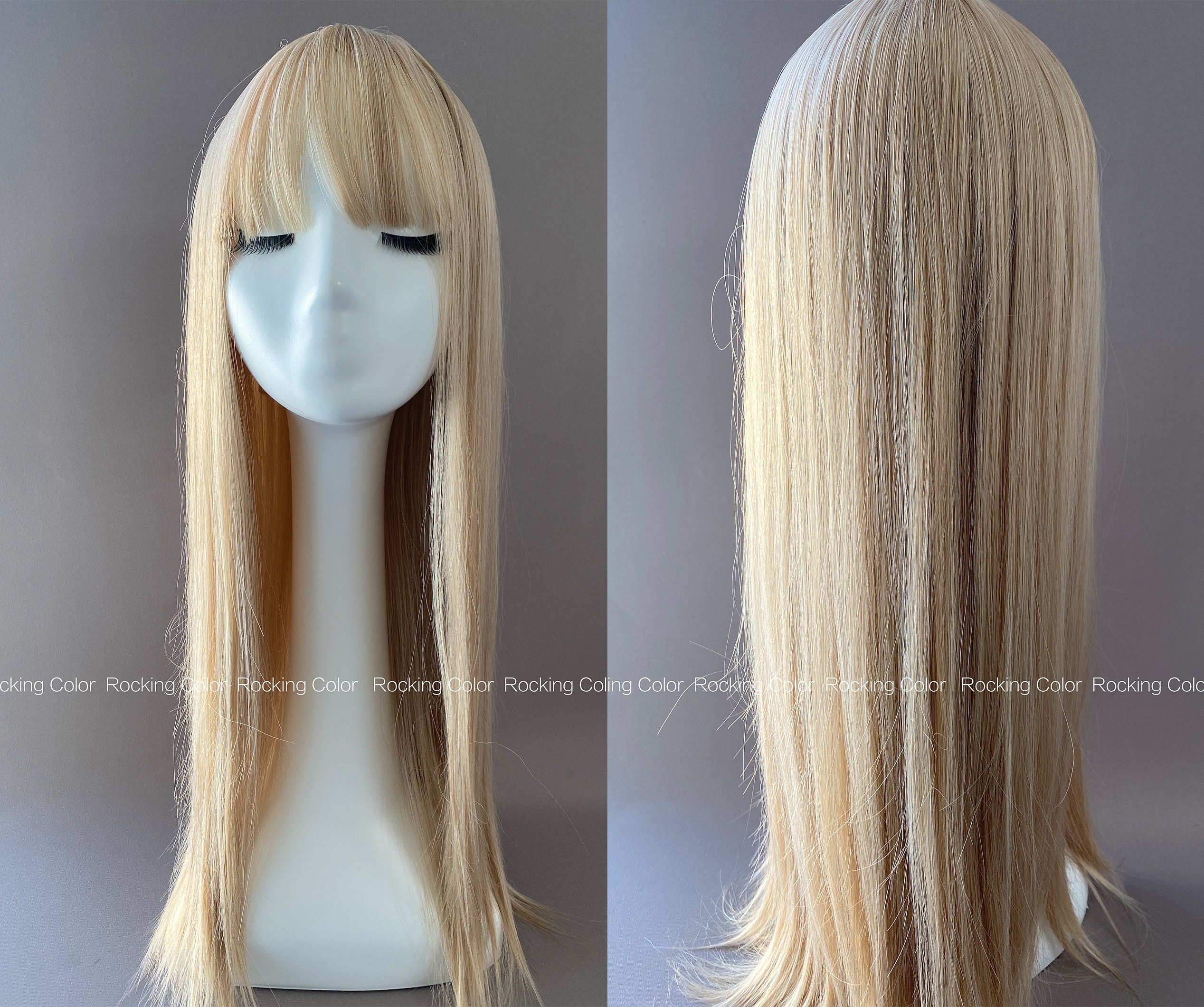 Straight Blonde Wig With Bangs Etsy Canada