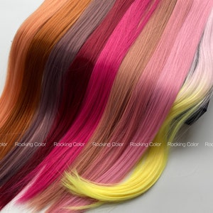 Extension de cheveux à barrette 24 pouces de long Auburn Rose Rose Orange Jaune Couleurs vives
