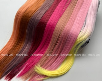 24-Zoll Clip-In Strähnenverlängerungen | Regenbogen Multi-Color-Synthetische Highlights Haarteil