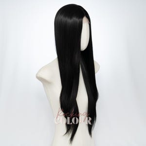 28-Inch Jet Black Straight Small Lace Front Wig | Extra Long Synthetic Hair image 3