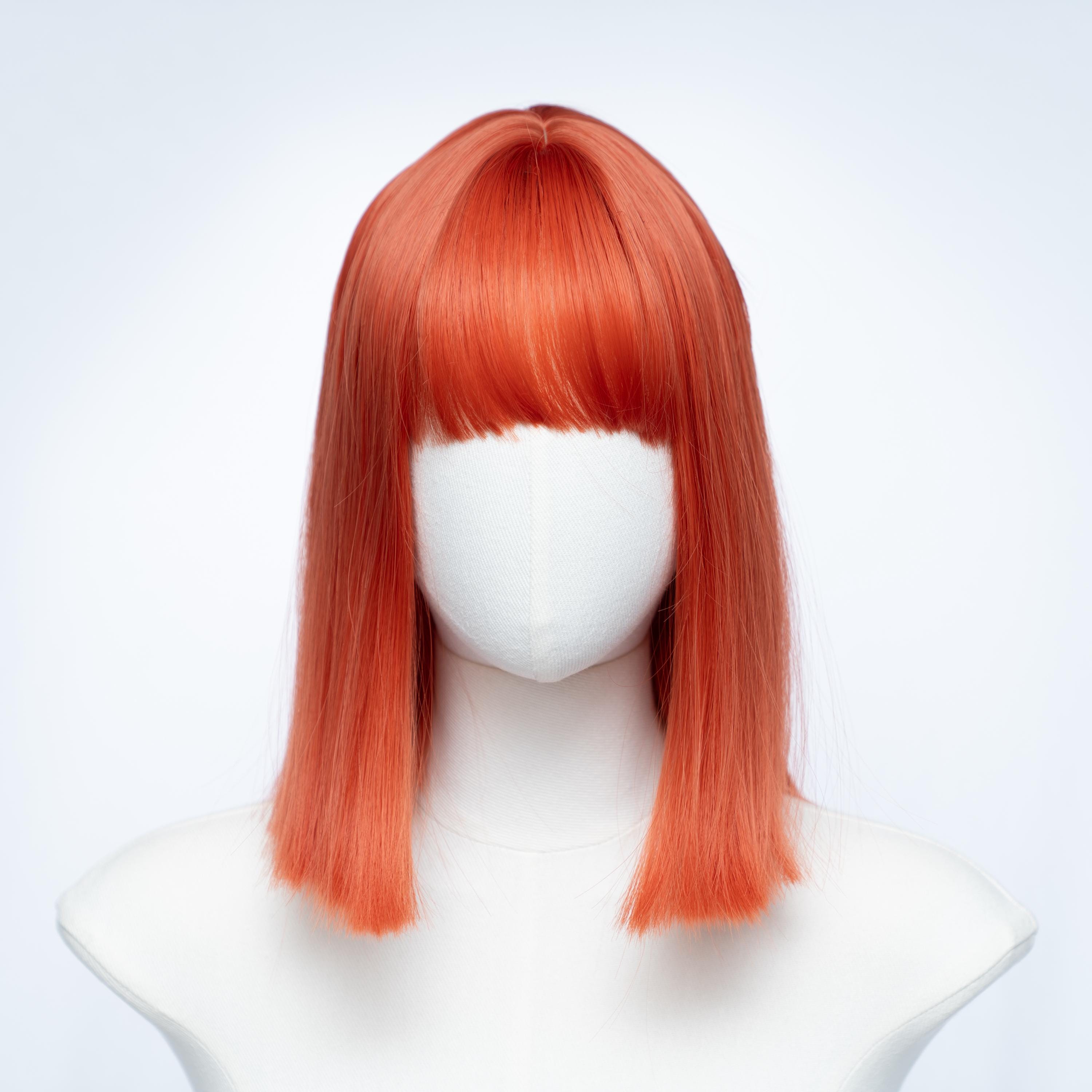 12-inch Copper Orange Bob Wig With Full Fringe | Straight 