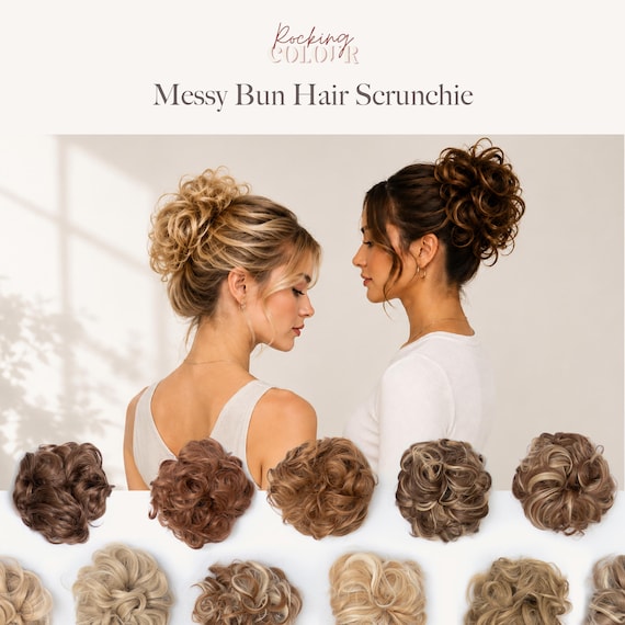 Messy Bun Hair Scrunchie | Synthetic Hairpiece with Elastic Band for Quick Updo