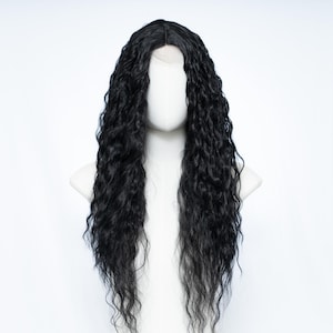 Black Small Lace Front Curly Wig 24-Inch Long Natural Look Glueless & Heat Resistant, Wig for Women. Free Wig Cap