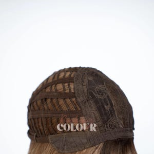 Peluca bob balayage castaño claro con flequillo / Cabello sintético liso con mechas de 30 cm imagen 7