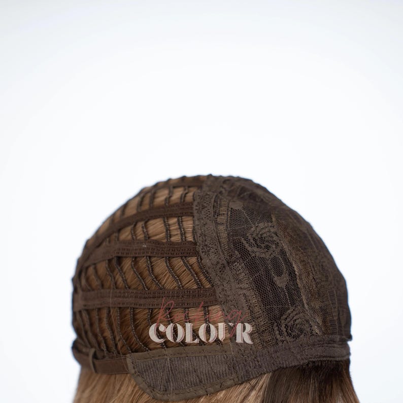 Peluca bob balayage castaño claro con flequillo / Cabello sintético liso con mechas de 30 cm imagen 7