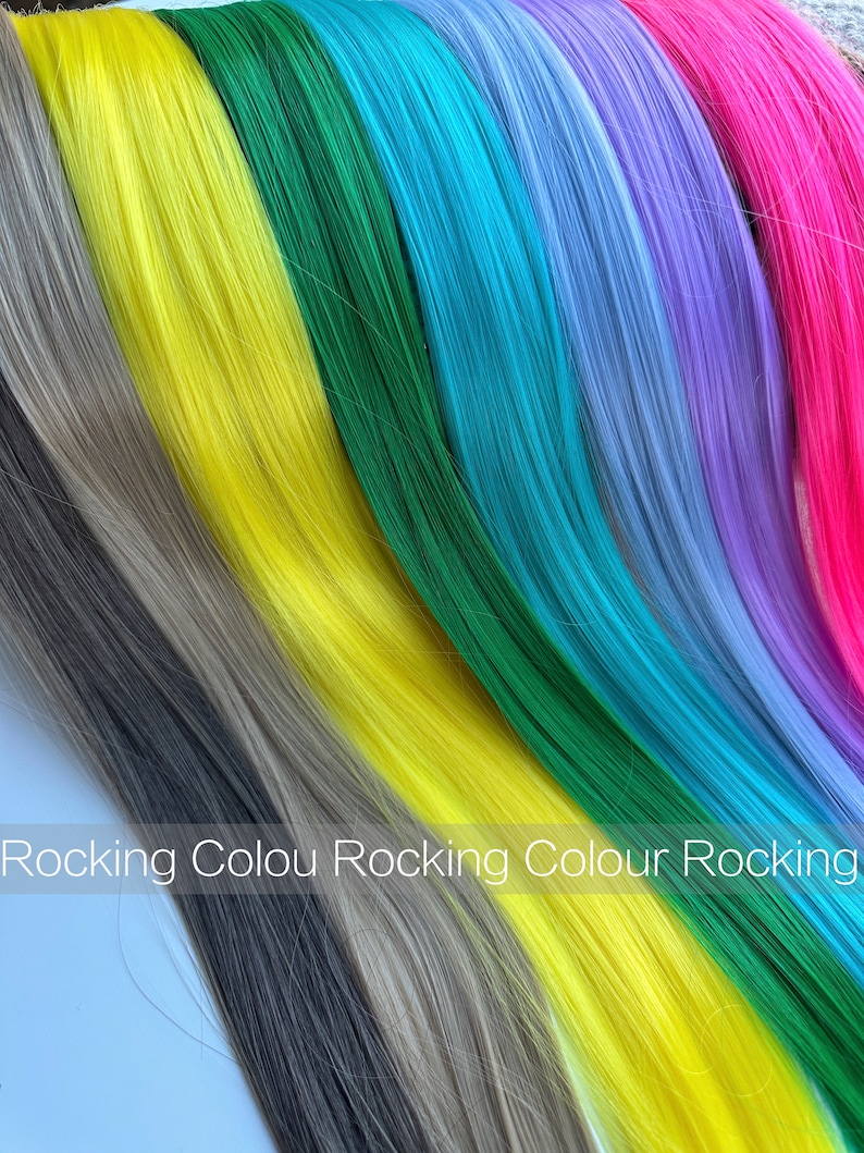 Addomg Color Extensions 24-inch Clip in Hair Streak Extensions – Multi-colour Pink Blue Green ...