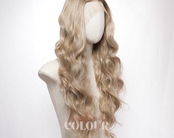 15 Inch Light Blonde Long Wavy Layered Deep Lace Front Free  display picture 2