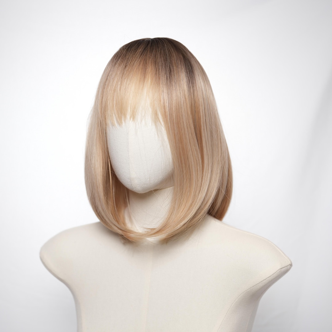 WIG ME UP Damenperücke Perücke Bob Longbob Pony Ombre Schwarz - Foto 4