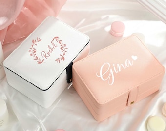 Personalized Double Layer Leather Jewelry Box, Custom Jewelry Storage Box, Bridesmaid Gift, Gift For Mother, Gift For Her, Christmas Gift
