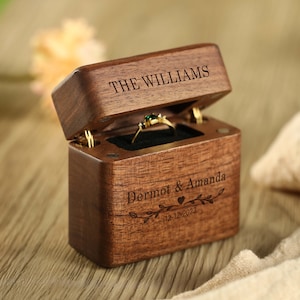 Personalized Wooden Engagement Ring Boxes, Engagement Ring Boxes,Custom Wedding Wooden Ring Boxes,Wedding Memorial Gifts,Proposal Ring Boxes