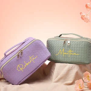 Personalized Knitted Makeup Bag, Custom Cosmetic Bags, Birthday Gift, Cosmetic Bag Pouch, Bridesmaid Gifts Proposal, Travel Toiletry Bag