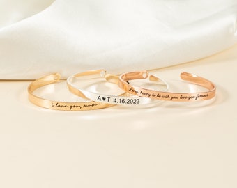 Personalized Name Bracelet, Custom Coordinates Bracelet, Bridesmaids Gift, Mother's Day Gift, Cuff Friendship Bracelet, Anniversary Gift