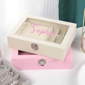 Personalized Jewelry Box Organizer, Glass Top Jewelry Box, Wedding Gifts, Jewelry Case, Bridesmaid Gifts Proposal, Gift for Her Bild 4