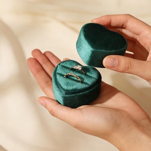 Custom Initial Heart Velvet Ring Box,Personalized Engagement Proposal Box,Single/Double Slot,Heart Shape Wedding Ring Box,Wedding Gifts