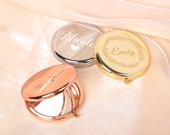 Compact Mirror Wedding Favors, Personalized Compact Mirror with Name, Pocket Mirror-Bridesmaid Proposal Gift, Engraved Pocket Mirror