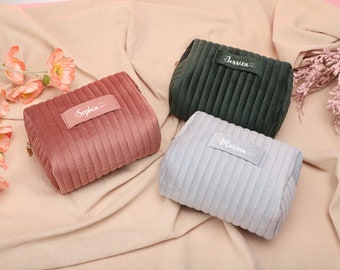 Sac de maquillage personnalisé, sac cosmétique en velours personnalisé, sac de toilette de voyage, cadeau pour elle, cadeau de mariage, cadeau de proposition de demoiselle d’honneur, cadeau d’anniversaire