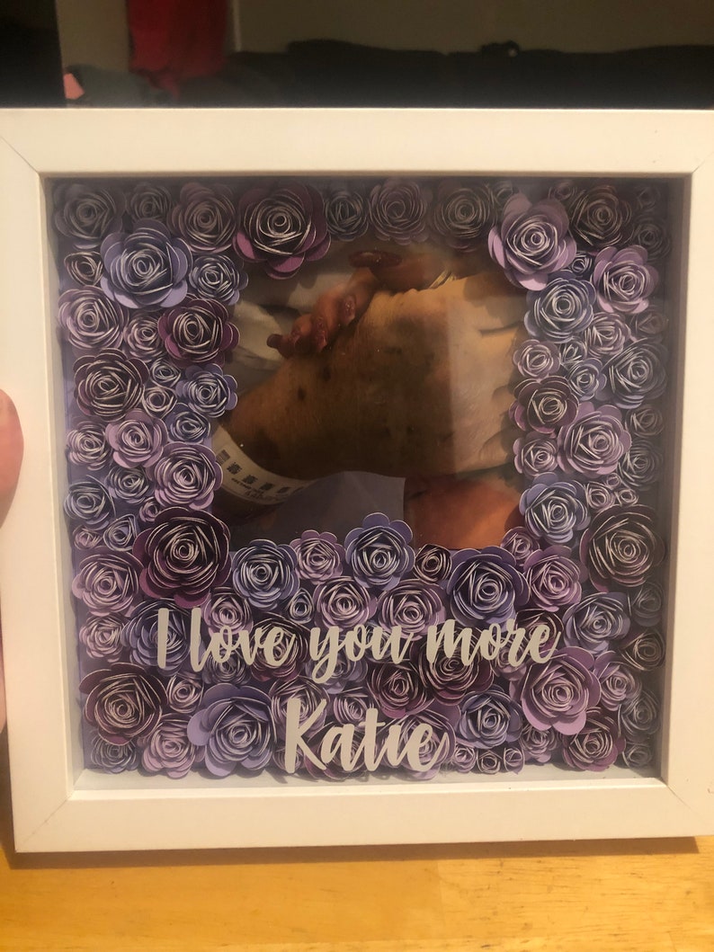 8x8 Flower Shadow Box With Photo Etsy