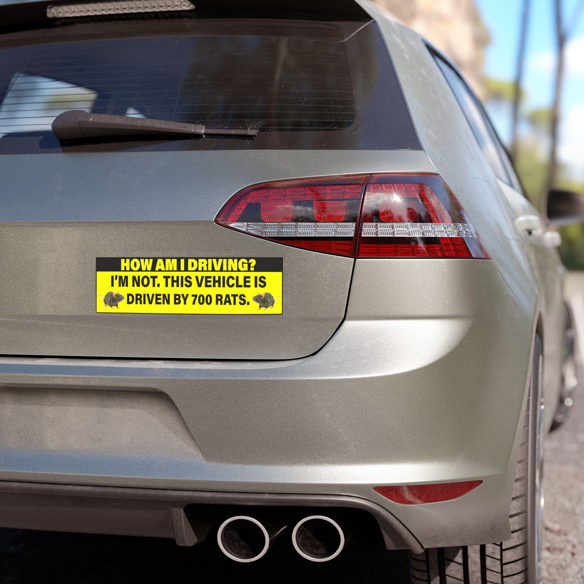 700 Rats Driving Funny Bumper Sticker, Meme Car Magnet, Waterproof ...