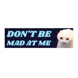 Don't Be Mad At Me, Funny Bumper Car Sticker, Funny Gen Z Meme Bumper Sticker, Sad Cat Sticker, Waterproof Vinyl Car Decal - Sarcastic Joke