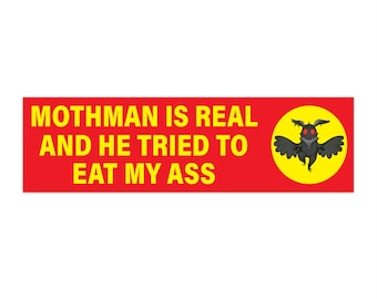 Funny Mothman Bumper Sticker & Car Magnet, Waterproof Vinyl Car Decal, Gen Z Meme