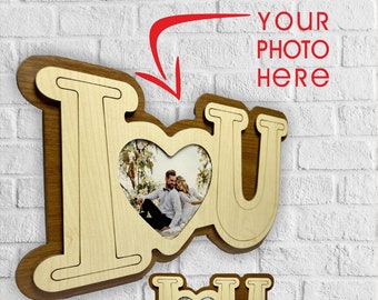 Personalized Photo Frame - I Love You Frame - Heart Frame - Valentines Day Gift - Custom Photo Frame - Gift for Couple- Love Frame