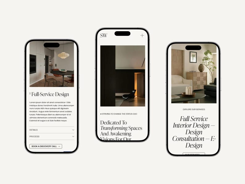 Szablon Squarespace dla projektantów wnętrz: minimalistyczne, przejrzyste portfolio stron internetowych zdjęcie 3
