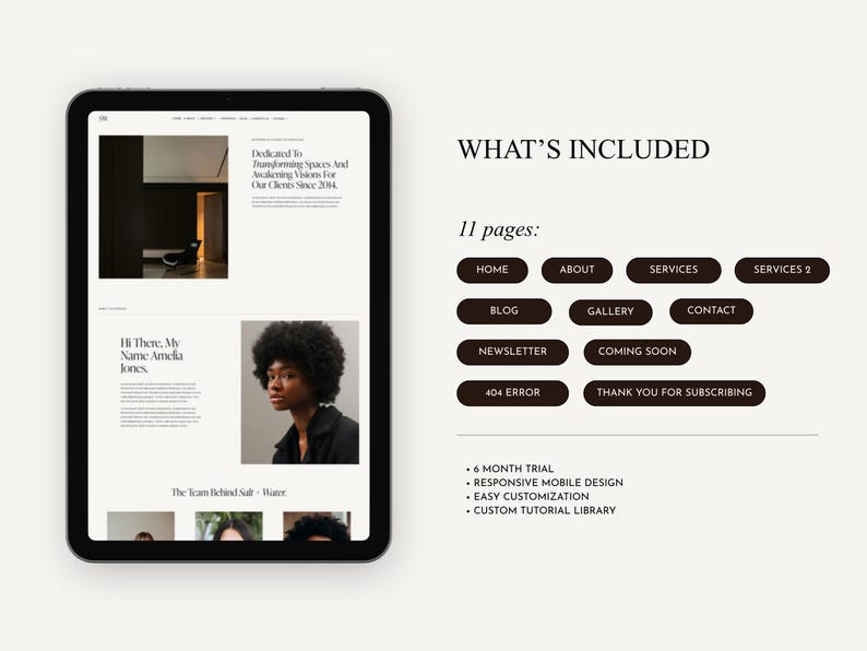 Szablon Squarespace dla projektantów wnętrz: minimalistyczne, przejrzyste portfolio stron internetowych zdjęcie 2