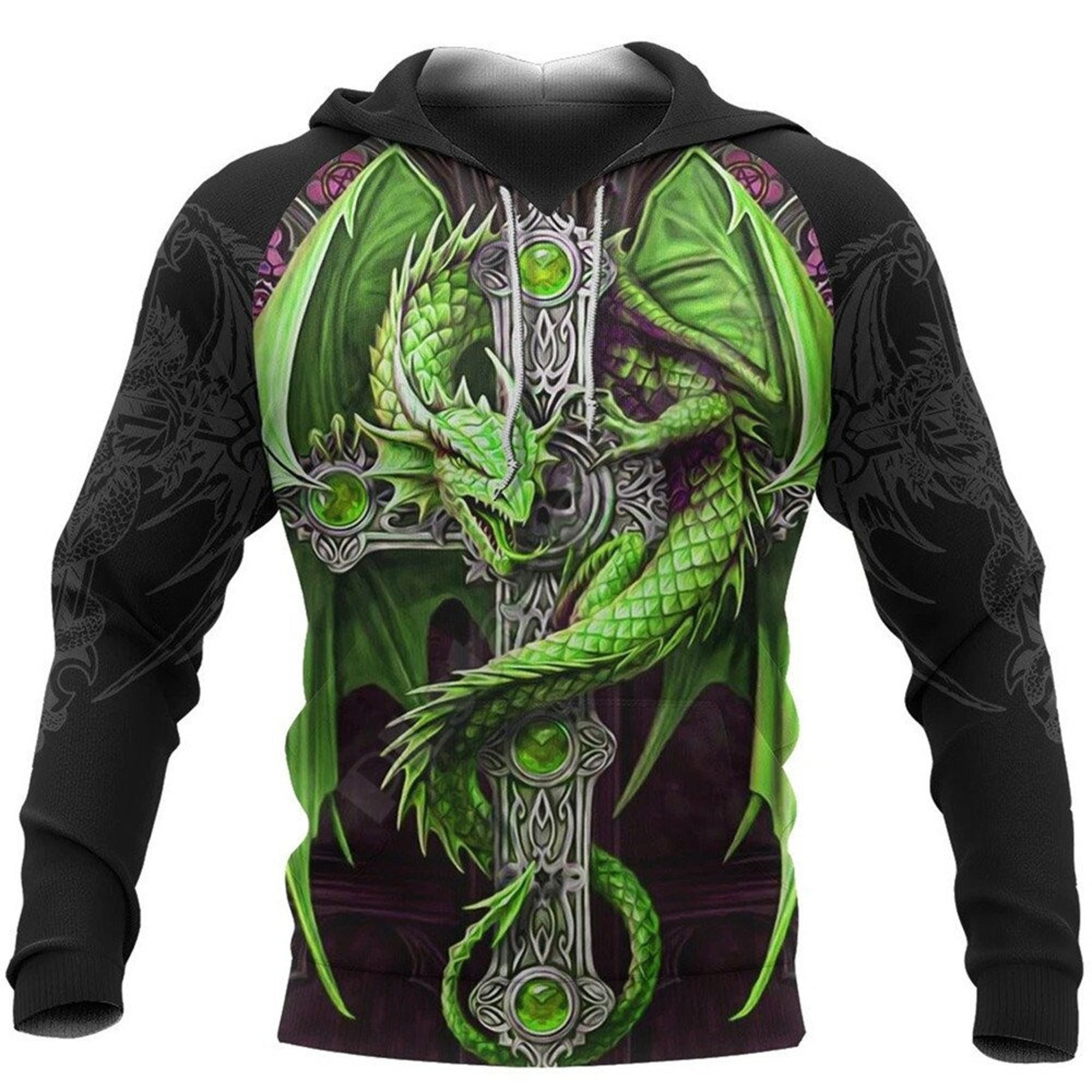 Discover Dragon green viking 3D Hoodie
