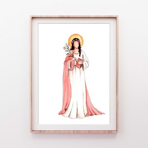 Saint Rosalia, Catholic Saint, Catholic Print, Catholic Watercolor