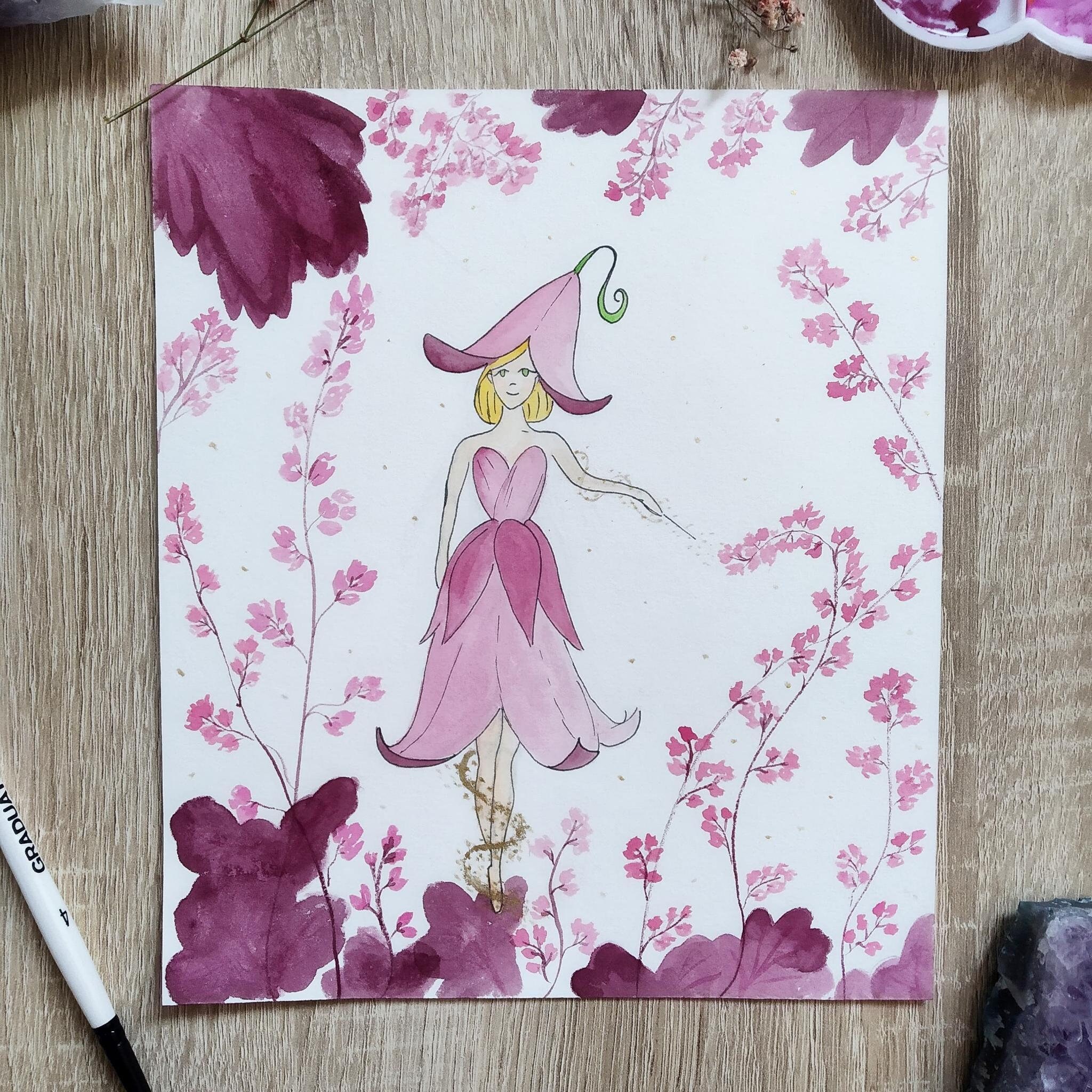 Fée Illustration, Décoration Chambre Enfants, Cadeau Pour Fille et Garçon, Aquarelle Fait à La Main,