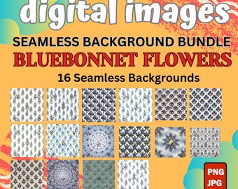 Bluebonnet Flower Seamless Background Bundle