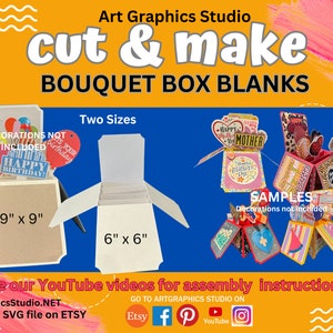 Bouquet Box Card Blanks to make with your cutting machine SVG files- two sizes, includes envelopes