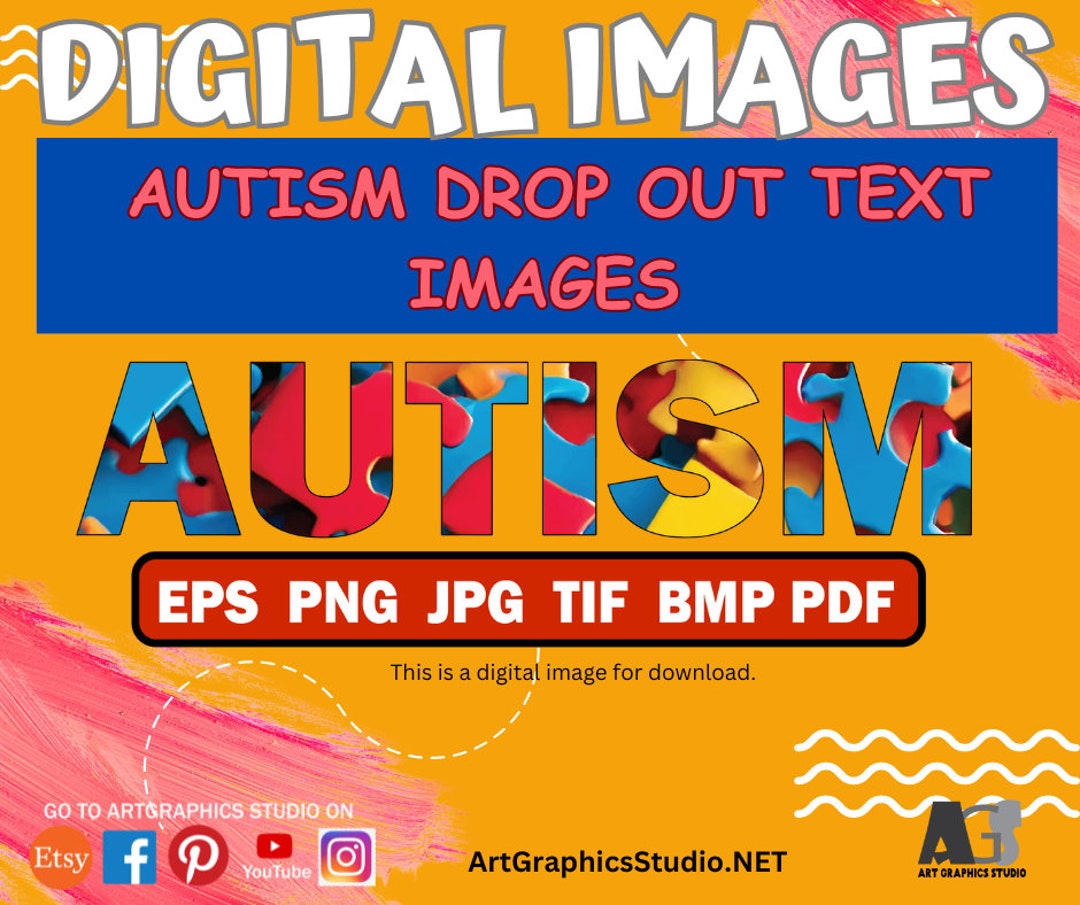 Autism Drop Out Text, Digital Images, Instant Download, Bmp Eps Jpg Pdf ...