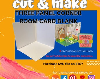 Three panel corner room pop-up blank