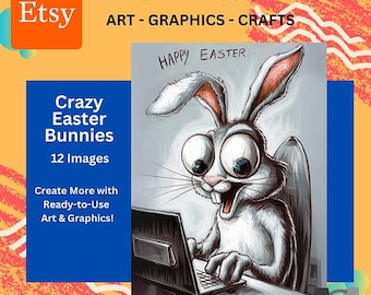 ART - Crazy Easter Bunnies Bundle PNG & JPG files