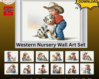 Little Cowboys Nursery Wall Art Set