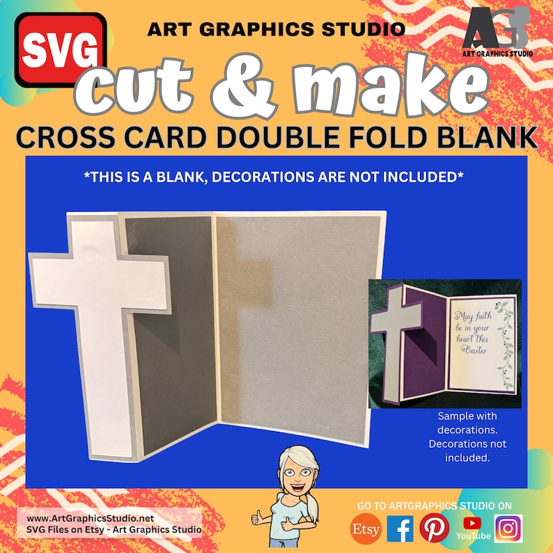 Cross Card Doubl Fold Card Blank - Etsy