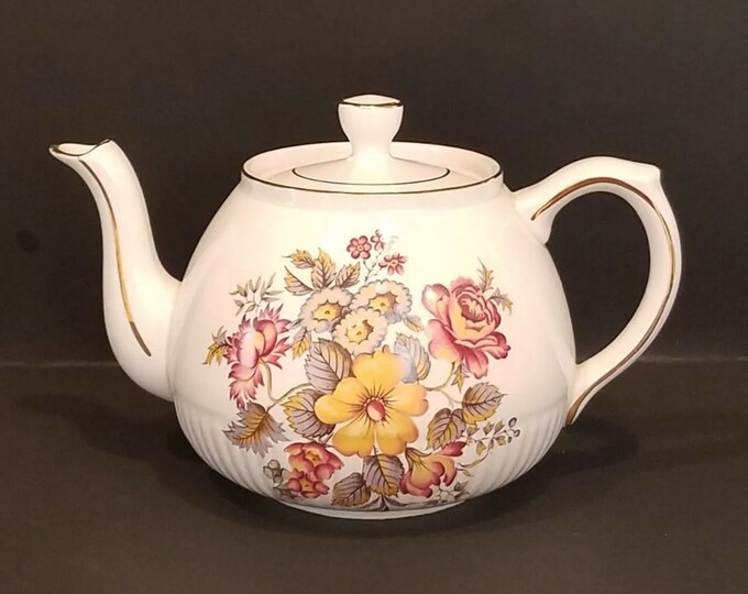Vintage Ellgreave Teapot Ironstone Teapot Floral Teapot 32 Oz. English