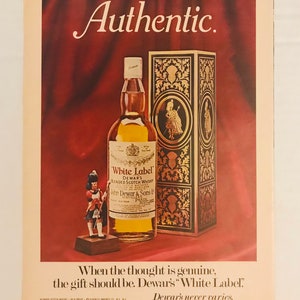 1972 Print Ad Small Poster White Label Dewar&#39;s Blended Scotch Whisky