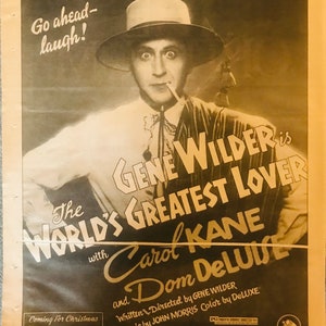 1977 Gene Wilder Promo Ad 'World's Greatest Lover' Small Poster