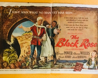 Black Rose Film Promo Vintage Ad kleines Plakat 1950