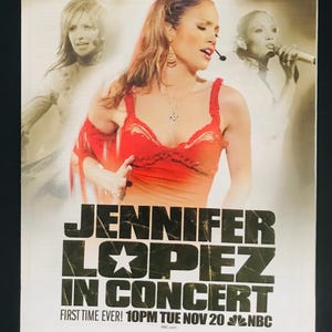 2001 Jennifer Lopez &#39;in Concert&#39; Small Poster VTG Print JLO