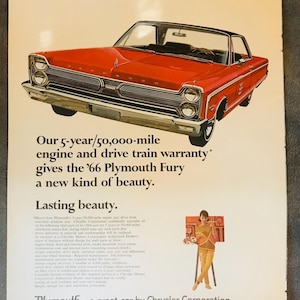 1966 Plymouth Chrysler Promo Ad Small Poster Vintage Print