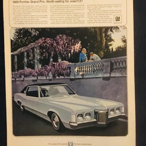 1969 Pontiac Grand Prix Vintage Ad Small Poster