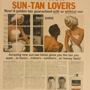 1960 Positan Sun Tan  Vintage Advertisement Small Poster