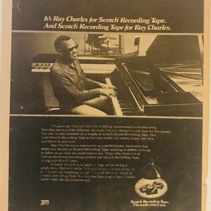 Ray Charles 1977 Promo Ad for Scotch Recording Tape