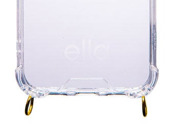 Coque iPhone pour chaîne de téléphone portable sans sangle coque de téléphone portable simple transparente avec œillets solides en or DIY - ella cases