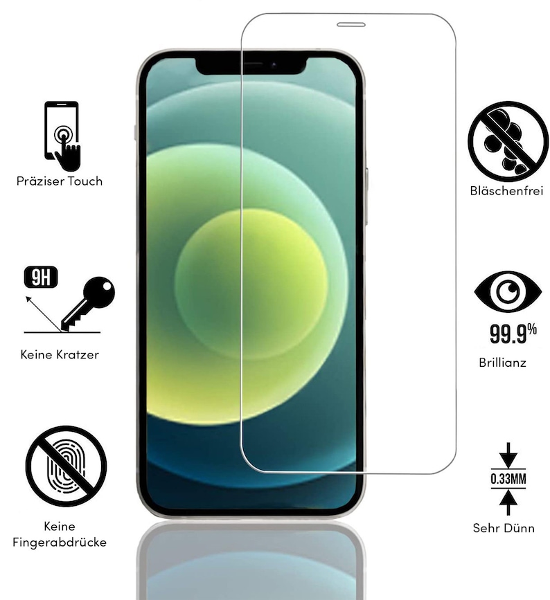2x iPhone Tempered Glass Premium Protective Glass Screen Protector 14 Pro Max 13 Pro Max Mini 12 11 XR X XS SE 20 22 8 7 6 6S Screen Protector Set of 2 image 3
