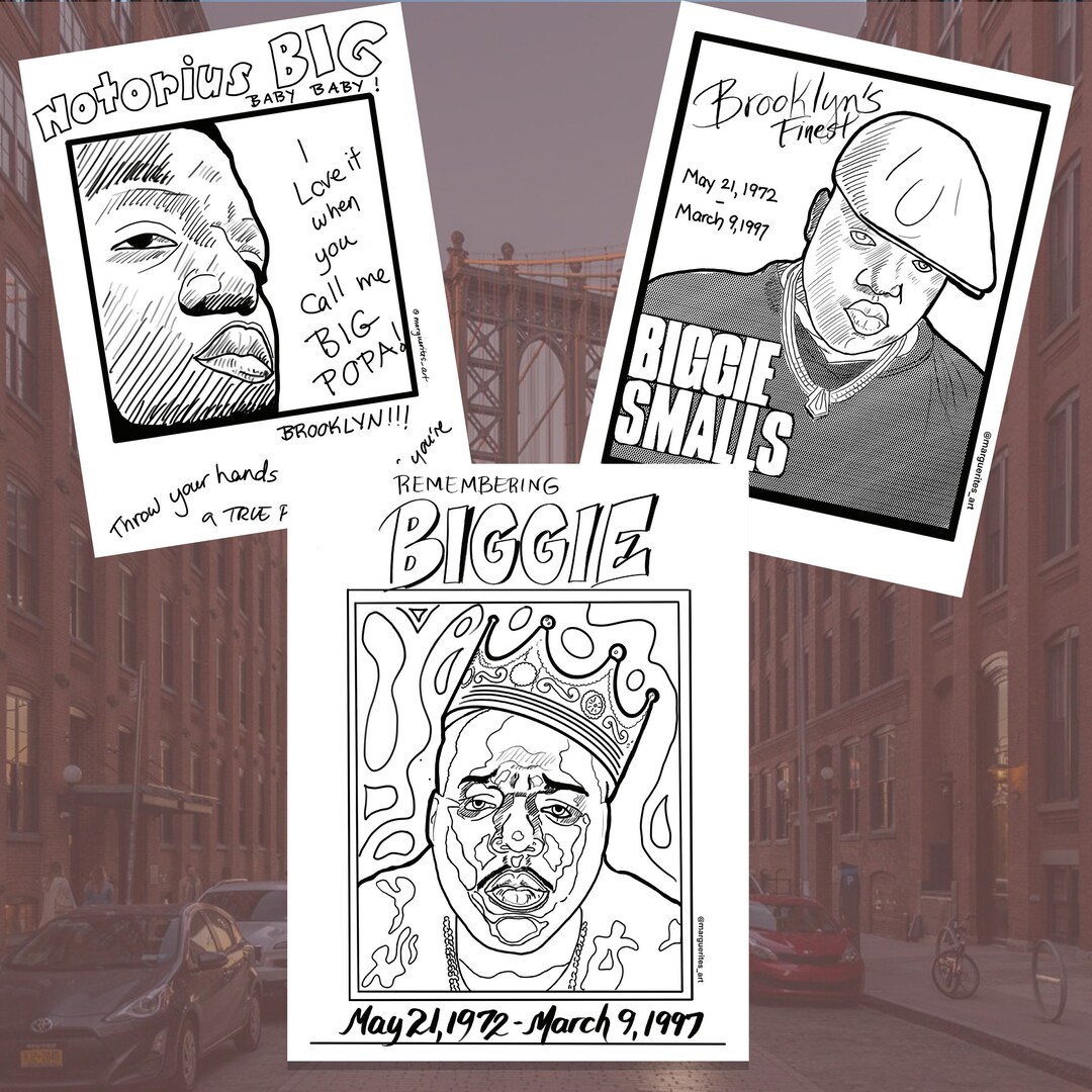 Remembering Biggie Smalls - 3 Coloring Sheets - Etsy