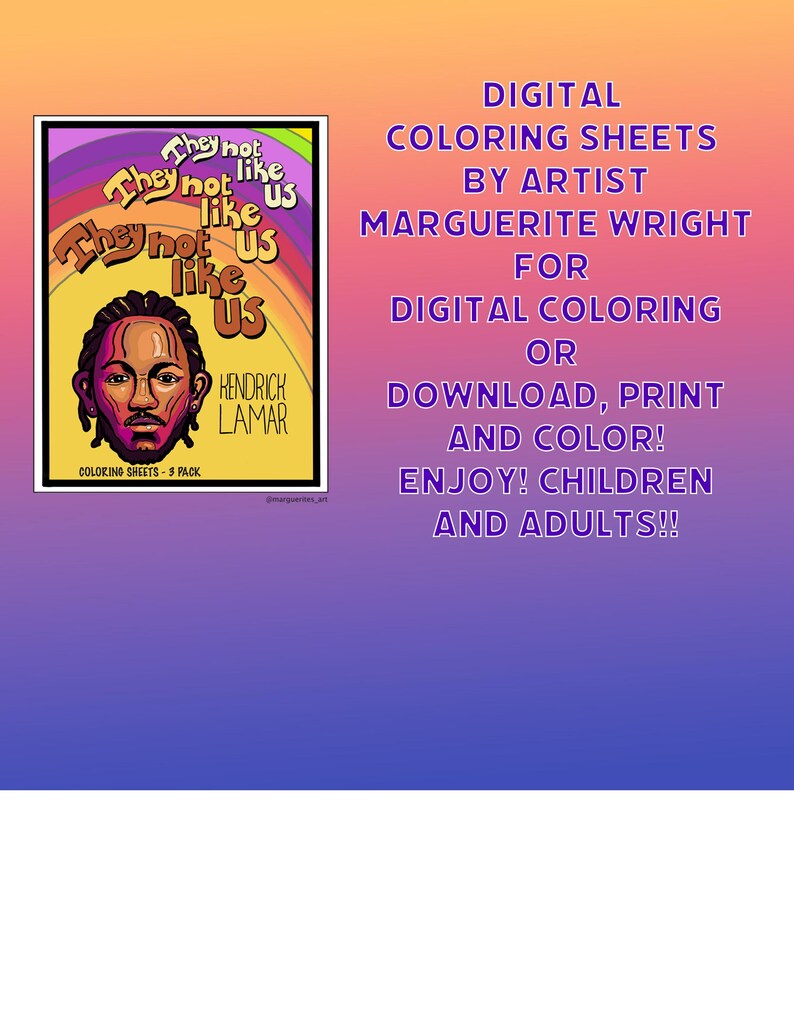Kendrick Lamar - 3 Coloring Sheets - Etsy